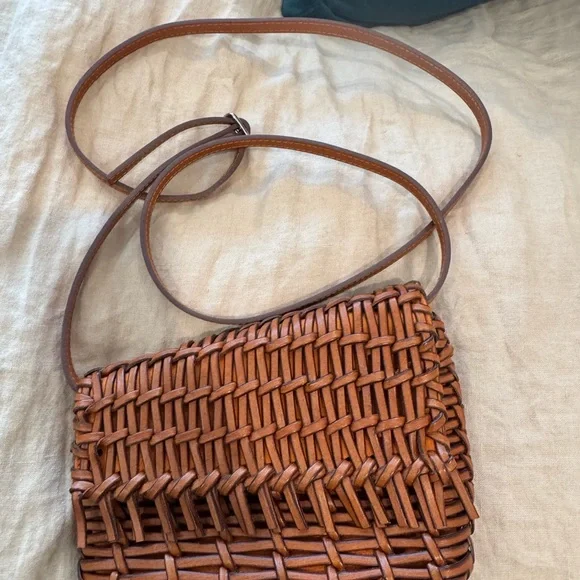 STAUD Tan Woven Leather Crossbody Bag - Picture 2 of 5